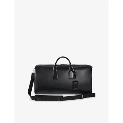 Sandro Mens  Brand-tab Leather Weekend Bag In Black