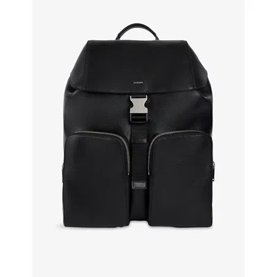 Sandro Mens  Buckled Leather Backpack In Black