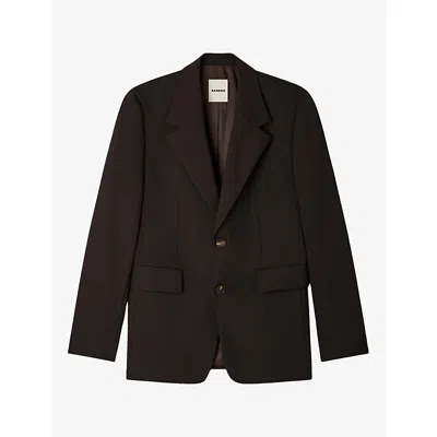 Sandro Mens  Collared Single-breasted Wool Suit Jacket In Brown
