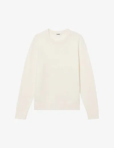 Sandro Rice Crew-neck Wool-blend Jumper In White