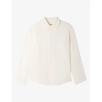 Sandro Mens  Crinkled Relaxed-fit Woven Shirt In White