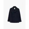 Sandro Mens Bleus Double-breasted Peak-lapel Wool-blend Coat In Bleus