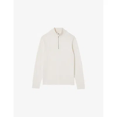 Sandro Mens Off White Half-zip Wool Jumper In Neutral