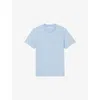 Sandro Mens Bleus Logo-embroidered Regular-fit Cotton T-shirt