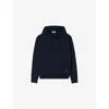 Sandro Mens Logo-patch Stretch-woven Hoody Bleus In Bleus