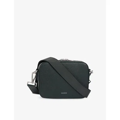 Sandro Mens  Logo-embellished Leather Cross-body Bag In Green
