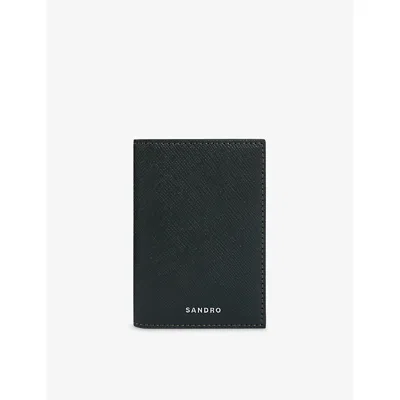 Sandro Mens  Logo-embossed Faux-leather Card Holder In Green