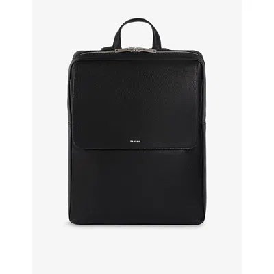 Sandro Mens  Logo-embossed Leather Rucksack In Black
