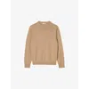 Sandro Mens Caramel Long-sleeve Crewneck Cashmere Jumper In Brown