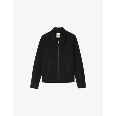 Sandro Mens  Long-sleeve Regular-fit Knitted Jacket In Noir / Gris