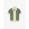 Sandro Mens Verts Panelled Graphic-print Woven Shirt
