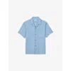 Sandro Mens Bleus Patch-pocket Short-sleeve Woven Shirt