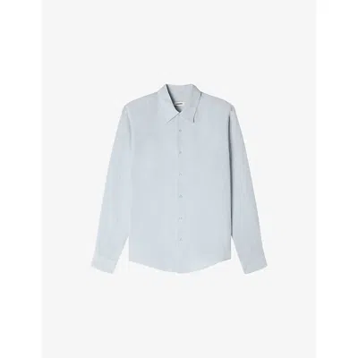 Sandro Mens  Relaxed-fit Long-sleeve Linen Shirt In Gray