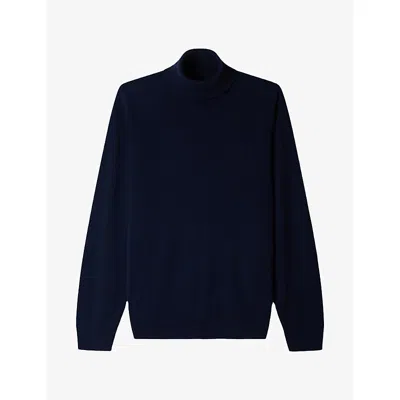 Sandro Mens  Roll-neck Long-sleeve Cashmere Jumper In Blue