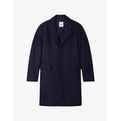 Sandro Mens  Single-breasted Notch-lapel Wool-blend Coat In Blue
