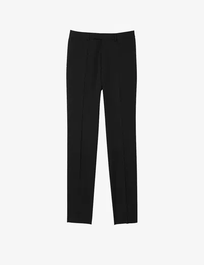 SANDRO MENS NOIR / GRIS SLIM-FIT TAPERED WOOL TROUSERS,57080162