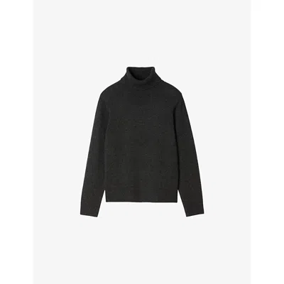 Sandro Mens Dark Grey Turtleneck Knitted Wool-blend Jumper In Gray