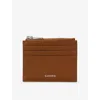 Sandro Mens Cognac Zipped Logo-embossed Leather Card Holder In Brown