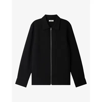 Sandro Mens  Zipped Regular-fit Stretch-woven Shirt In Black