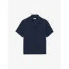 Sandro Mens Bleus Shark Short-sleeve Regular-fit Woven Shirt