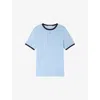 Sandro Mens  Branded Contrast-trim Cotton-jersey T-shirt In Blue