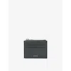 Sandro Mens Steel Logo-embossed Zipped Leather Card Holder In Gray