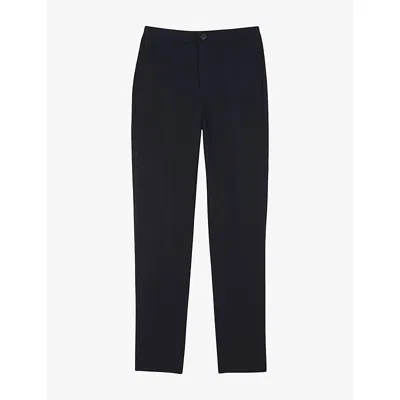 Sandro Mens Tapered-leg Mid-rise Jersey Trousers Bleus