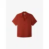 Sandro Mens Terracotta Shark-collar Relaxed-fit Woven Shirt In Brown