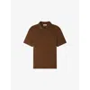 Sandro Mens Tobacco Brown Beach Marled Regular-fit Linen Polo Shirt