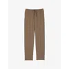 Sandro Mens Tobacco Brown Drawstring-waist Straight-leg Wool-blend Trousers