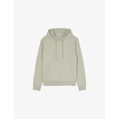 Sandro Mens Tonal-logo Regular-fit Cotton-jersey Hoody Verts