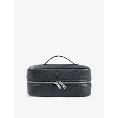 Sandro Mens Steel Top Handle Grained Faux-leather Wash Bag In Gray