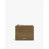 Sandro Mens Verts Logo-embossed Zipped Leather Card Holder