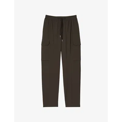 Sandro Mens  Patch-pocket Elasticated-waist Stretch-wool Cargo Trousers In Verts