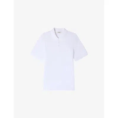 Sandro Mens White Branded Cotton-piqué Polo Shirt