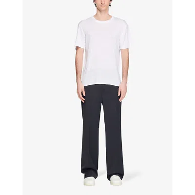 Sandro Crewneck Linen-jersey T-shirt In White