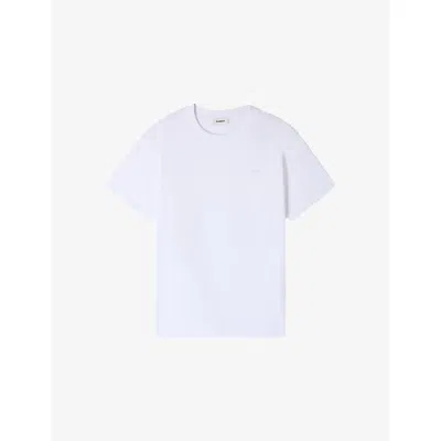 Sandro Mens White Logo-appliqué Regular-fit Cotton-jersey T-shirt