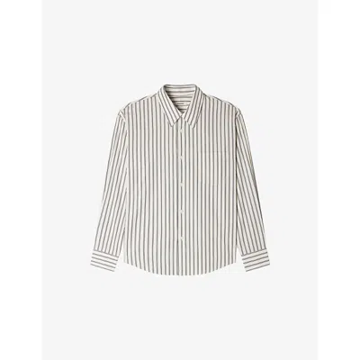 Sandro Mens  Striped Long-sleeve Cotton Shirt In Multi