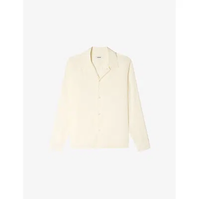 Sandro Mens White Spread-collar Woven Shirt In Neutral