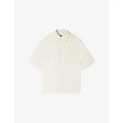 Sandro Mens  Square-cross Short-sleeve Woven Shirt In White