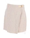 Sandro Meredith Checked Mini Wrap Skirt In Pink Cotton In Pink