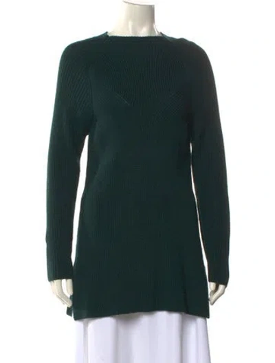 Pre-owned Sandro Merino Wool Bateau Neckline Sweater In Green