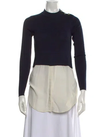 Pre-owned Sandro Merino Wool Colorblock Pattern Sweater In Multi