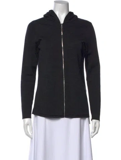 Pre-owned Sandro Merino Wool Crew Neck Hoodie In Black