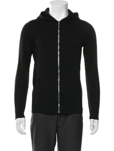 Pre-owned Sandro Merino Wool Crew Neck Hoodie In Black