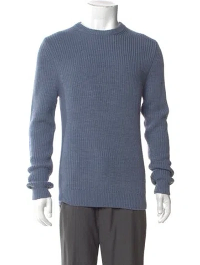 Pre-owned Sandro Merino Wool Crew Neck Pullover In Blue