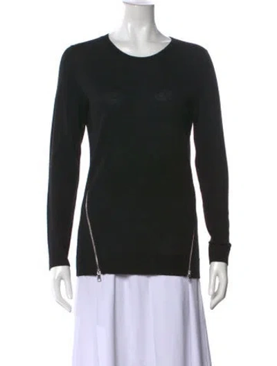 Pre-owned Sandro Merino Wool Crew Neck Sweater In Black