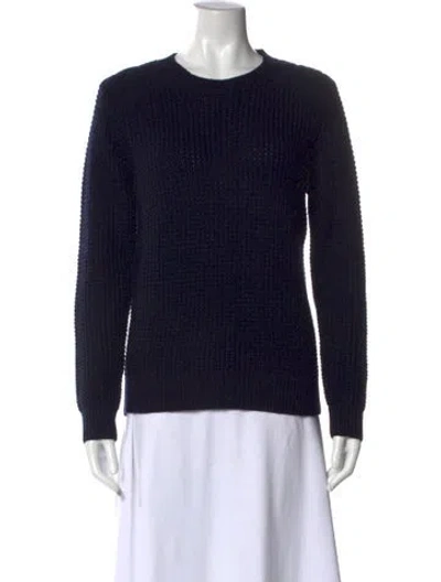 Pre-owned Sandro Merino Wool Crew Neck Sweater In Blue