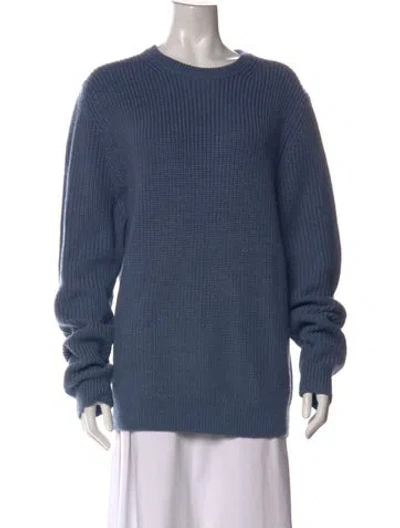 Pre-owned Sandro Merino Wool Crew Neck Sweater In Blue