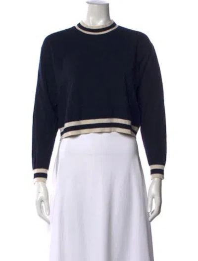 Pre-owned Sandro Merino Wool Crew Neck Sweater In Blue